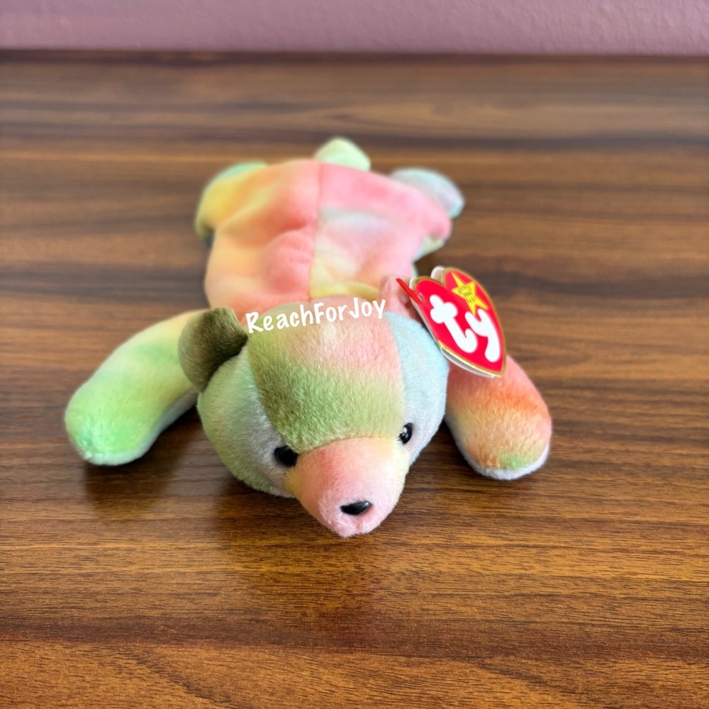Ty Beanie Baby Sammy Teddy Bear Rainbow Multi Colored Plush